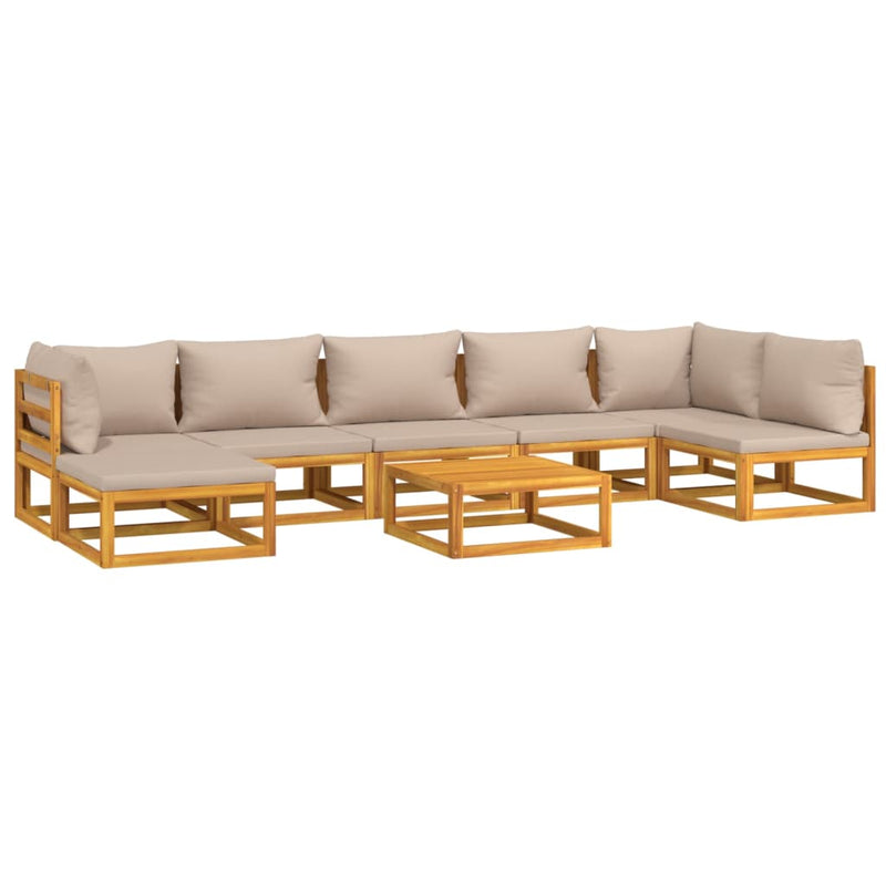 8 Piece Garden Lounge Set with Taupe Cushions Solid Wood