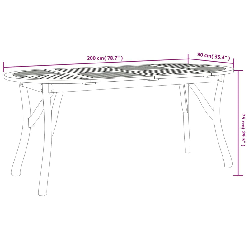 7 Piece Garden Dining Set Solid Wood Acacia