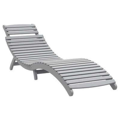 Sun Loungers 2 pcs Grey 184x55x64 cm Solid Wood Acacia