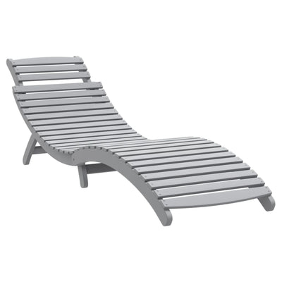 Sun Loungers 2 pcs with Table Grey Solid Wood Acacia