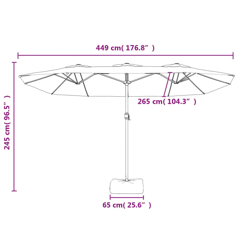 Double-Head Parasol Anthracite 449x245 cm