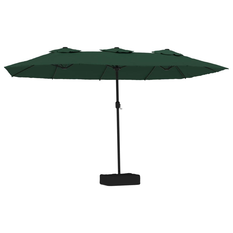 Double-Head Garden Parasol with LEDs Green 449x245 cm