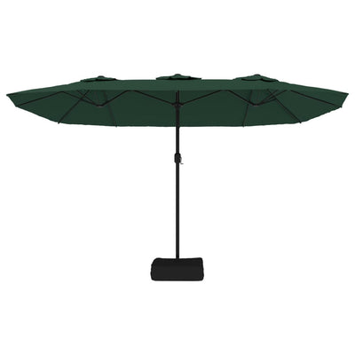 Double-Head Garden Parasol with LEDs Green 449x245 cm