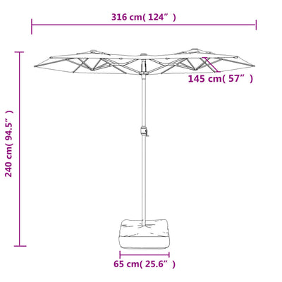 Double-Head Garden Parasol Green 316x240 cm