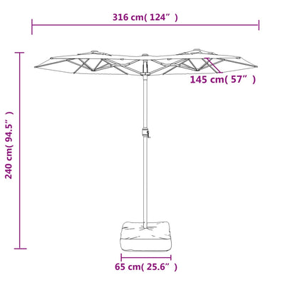 Double-Head Garden Parasol Bordeaux Red 316x240 cm