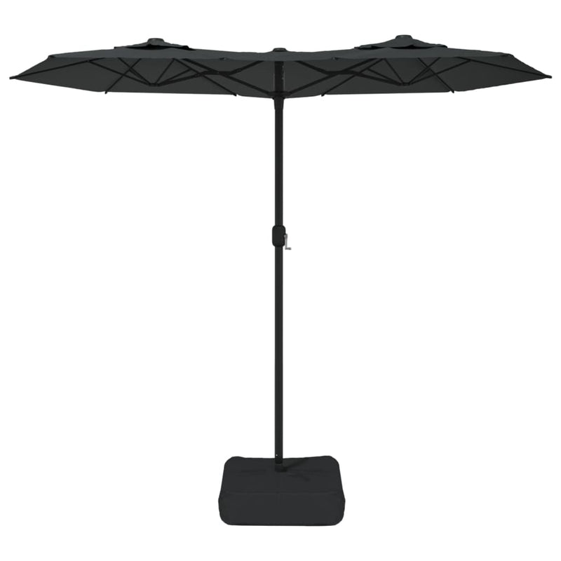 Double-Head Garden Parasol with LEDs Anthracite 316x240 cm