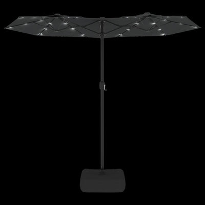 Double-Head Garden Parasol with LEDs Anthracite 316x240 cm