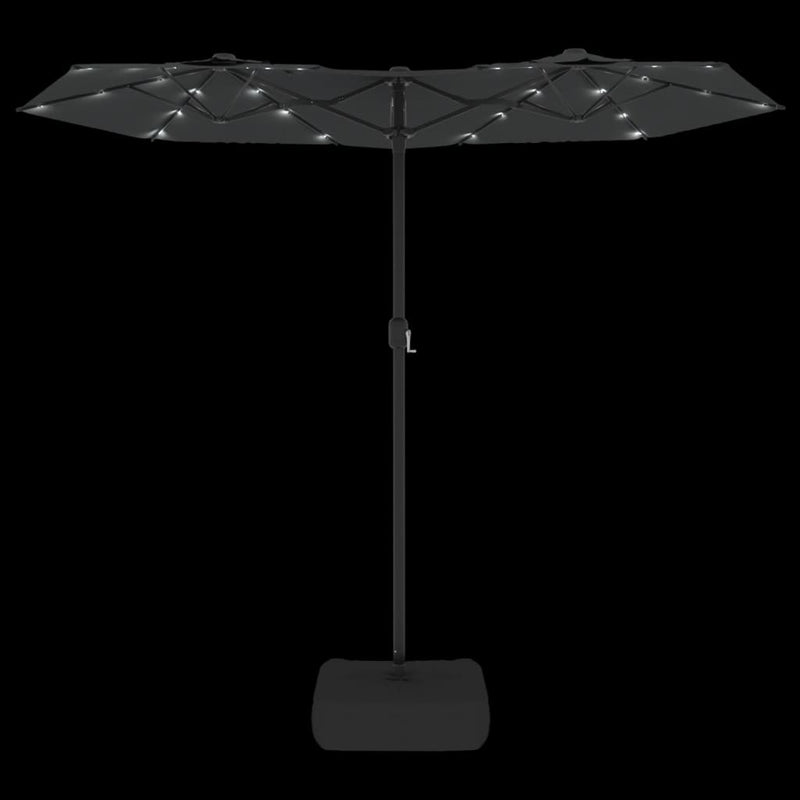 Double-Head Garden Parasol with LEDs Anthracite 316x240 cm