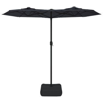 Double-Head Garden Parasol with LEDs Black 316x240 cm