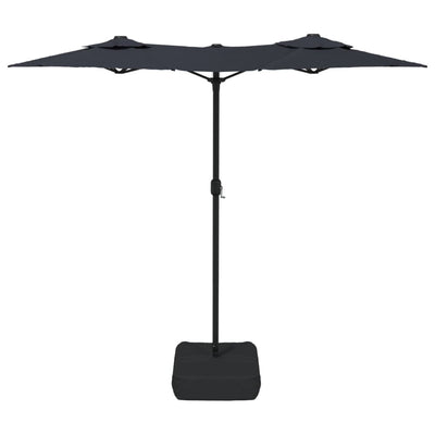 Double-Head Garden Parasol with LEDs Black 316x240 cm