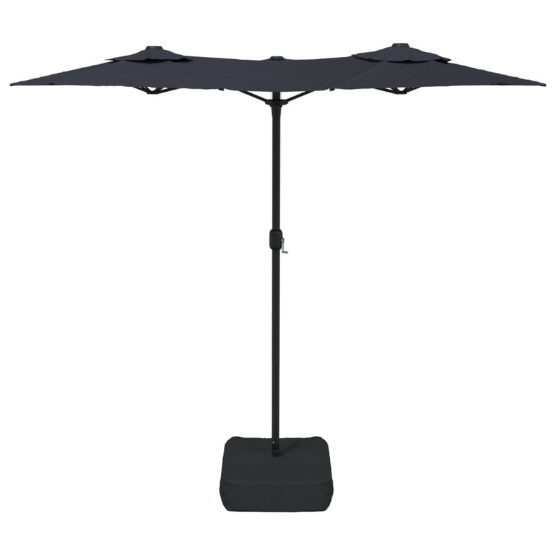 Double-Head Garden Parasol with LEDs Black 316x240 cm