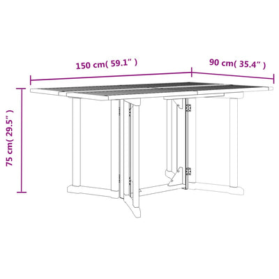 Folding Butterfly Garden Table 150x90x75 cm Solid Wood Teak