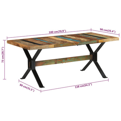 Dining Table 180x90x73 cm Solid Wood Reclaimed