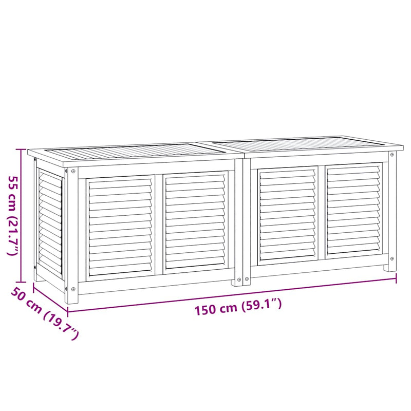 Garden Storage Box with Bag 150x50x53 cm Solid Wood Teak