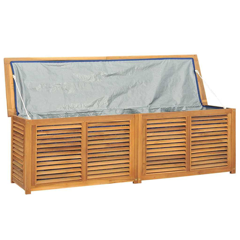 Garden Storage Box with Bag 175x50x55 cm Solid Wood Teak