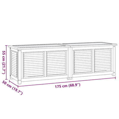 Garden Storage Box with Bag 175x50x55 cm Solid Wood Teak