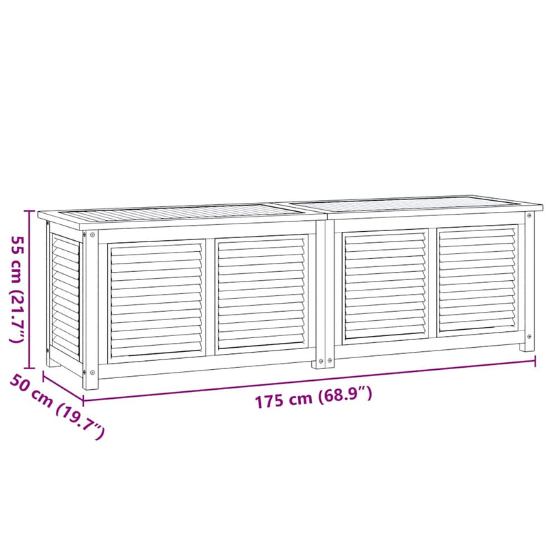 Garden Storage Box with Bag 175x50x55 cm Solid Wood Teak