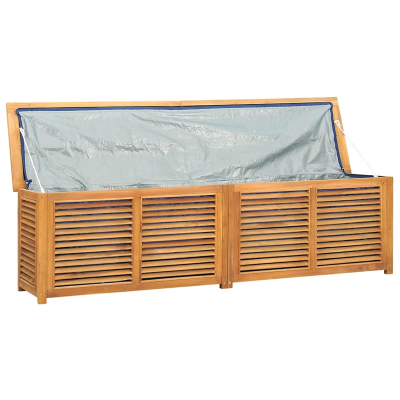 Garden Storage Box with Bag 200x50x55 cm Solid Wood Teak