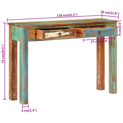 Console Table 110x30x75 cm Solid Wood Reclaimed