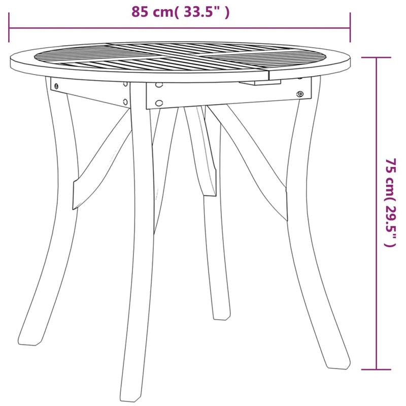 Garden Table Ø 85 cm Solid Wood Acacia