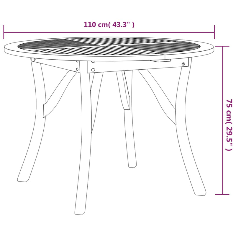 Garden Table Ø 110 cm Solid Wood Acacia