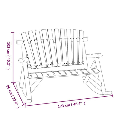 2-Seater Garden Rocking Bench 123x96x102 cm Solid Wood Spruce