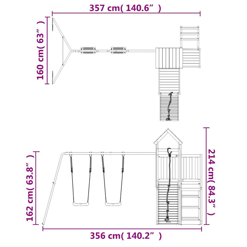 Outdoor Playset Solid Wood Pine