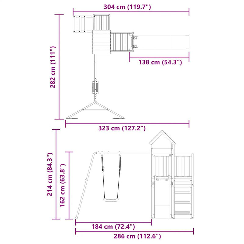 Outdoor Playset Solid Wood Pine