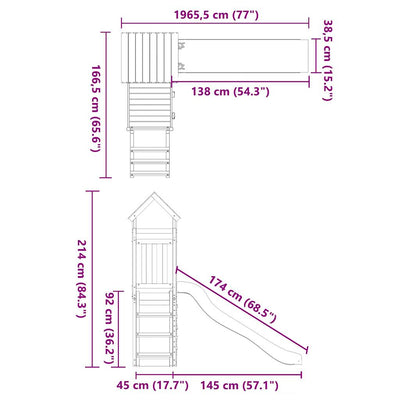 Outdoor Playset Solid Wood Pine