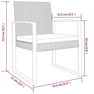 Garden Dining Chairs 2 pcs Black PP Rattan