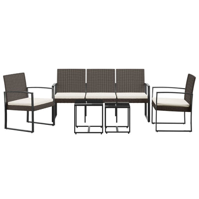 5 piece Garden Dining Set with Cushions Brown PP Rattan