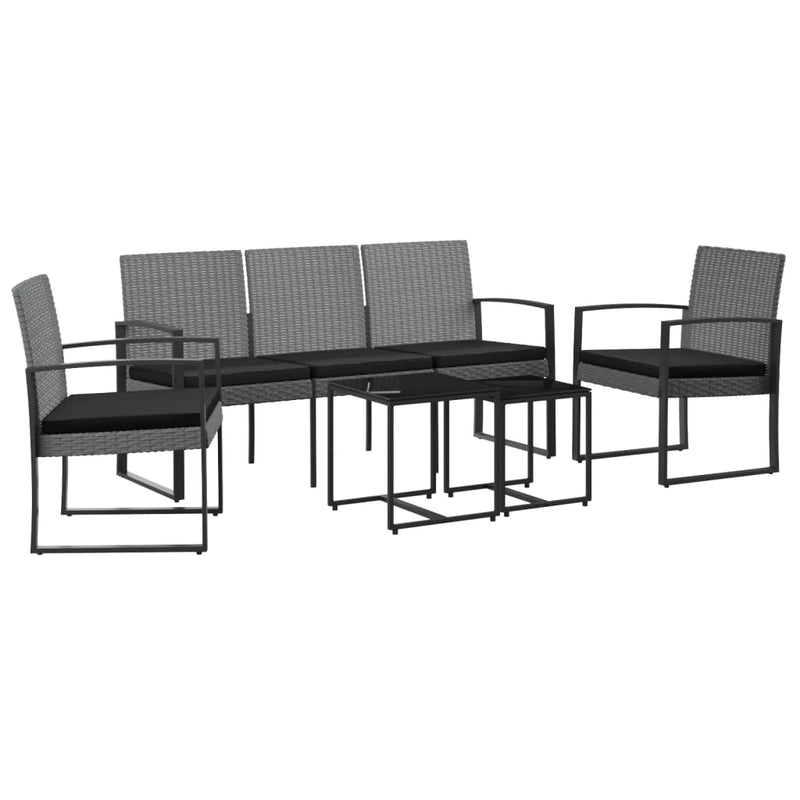 5 piece Garden Dining Set with Cushions Dark Grey PP Rattan