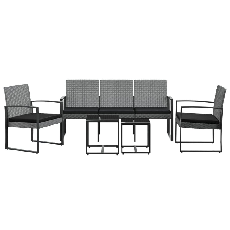 5 piece Garden Dining Set with Cushions Dark Grey PP Rattan