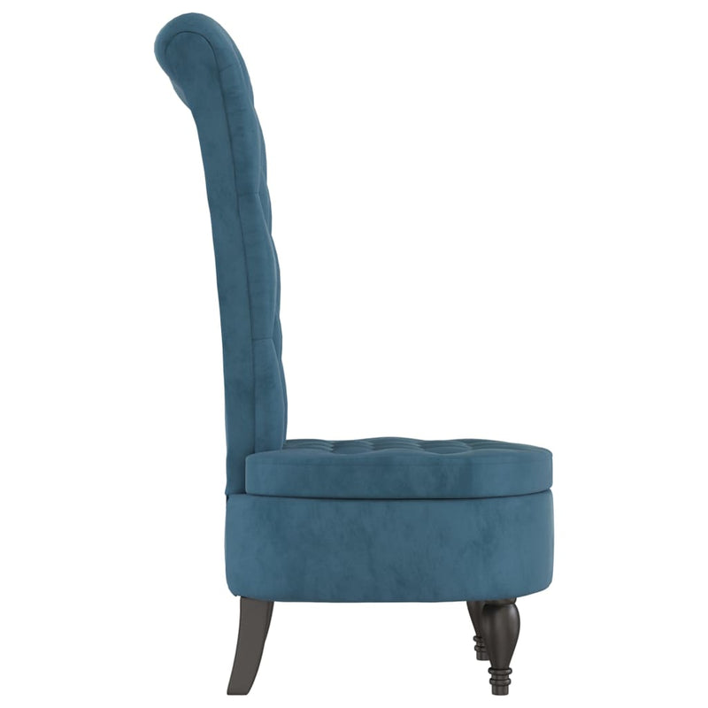 High Back Chair Blue Velvet Button Design