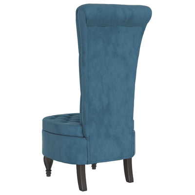 High Back Chair Blue Velvet Button Design