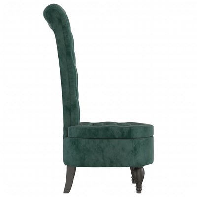 High Back Chair Dark Green Velvet Button Design