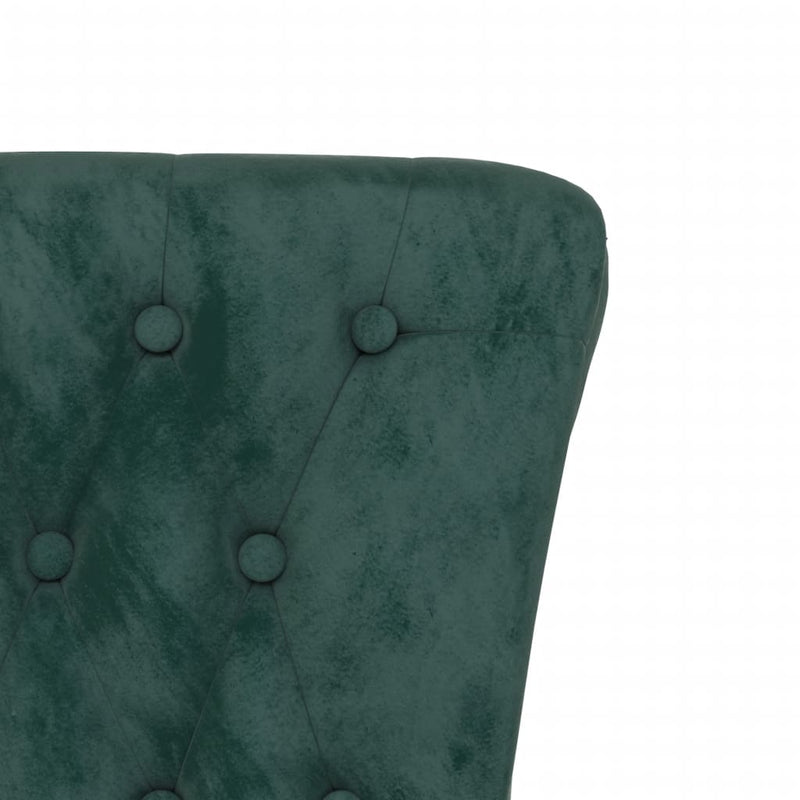 High Back Chair Dark Green Velvet Button Design