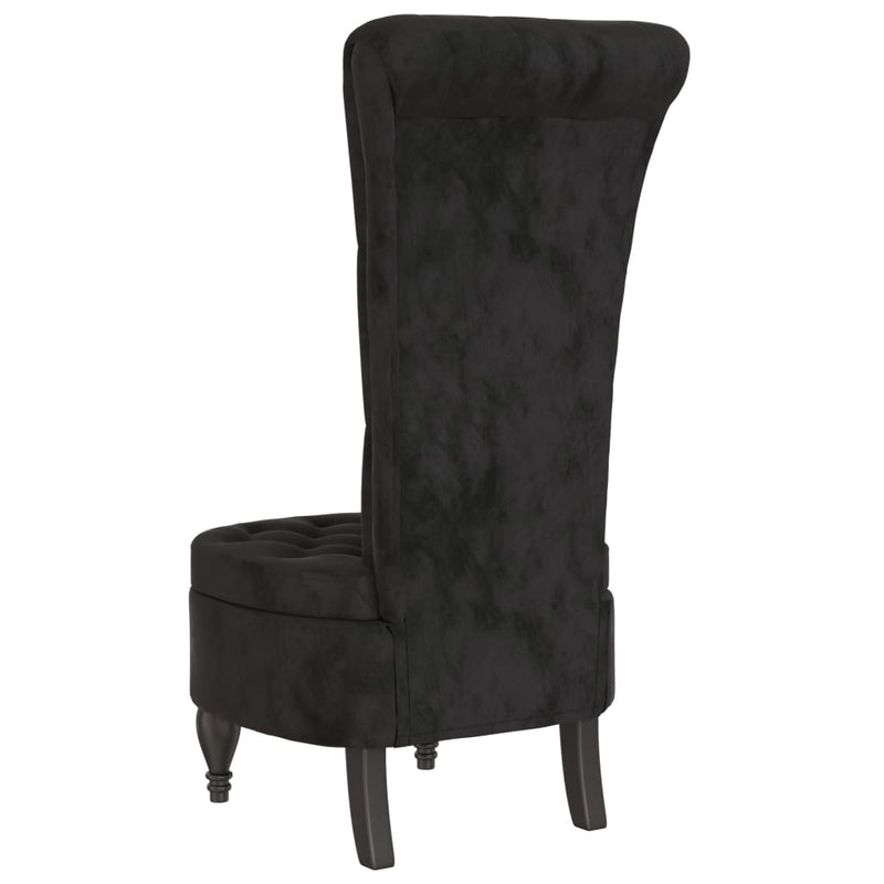 High Back Chair Black Velvet Button Design