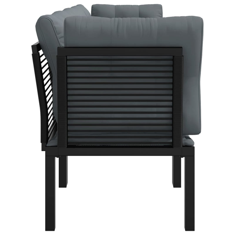 4 Piece Garden Lounge Set Black and Grey Poly Rattan