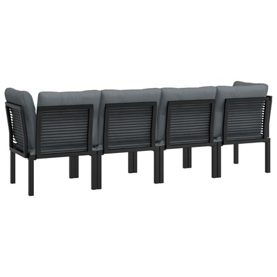 4 Piece Garden Lounge Set Black and Grey Poly Rattan