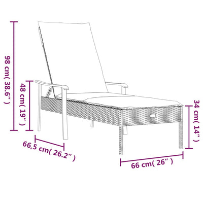 Sun Loungers 2 pcs with Table and Cushions Grey Poly Rattan