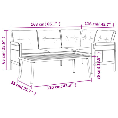 2 Piece Garden Lounge Set  Anthracite Steel