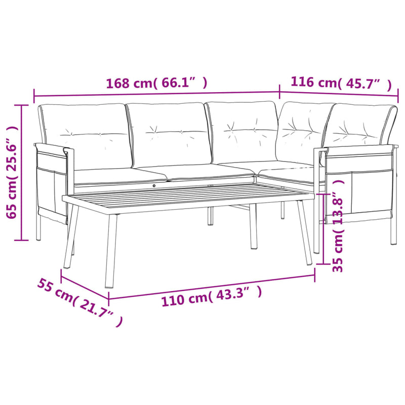 2 Piece Garden Lounge Set  Anthracite Steel