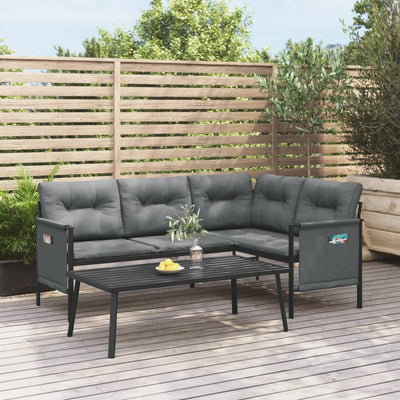 Garden Corner Sofa Anthracite Steel and Textilene