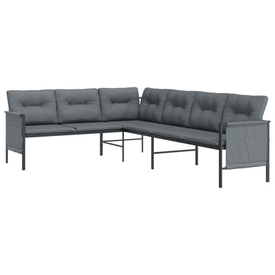 Garden Corner Sofa Anthracite Steel and Textilene