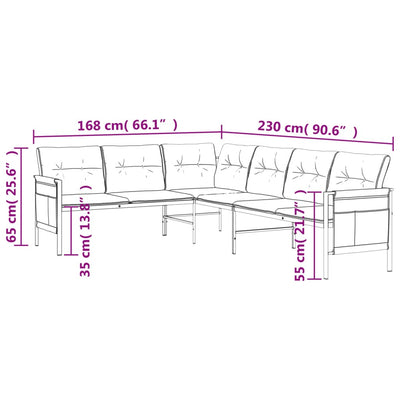 Garden Corner Sofa Anthracite Steel and Textilene