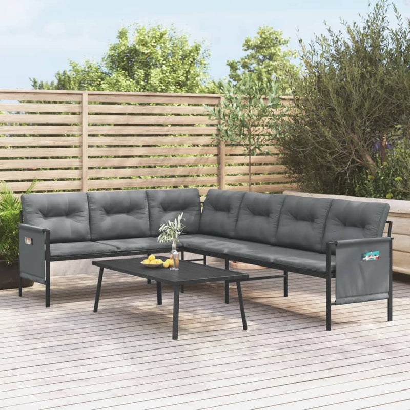 Garden Corner Sofa Anthracite Steel and Textilene