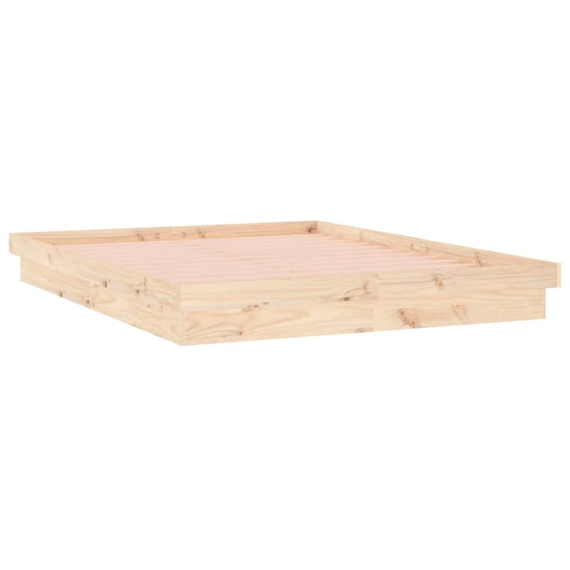 LED Bed Frame 153x203 cm Queen Solid Wood