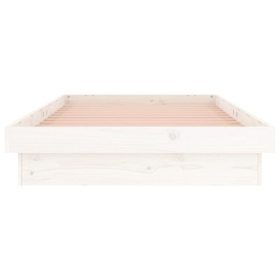 LED Bed Frame White 92x187 cm Single Solid Wood