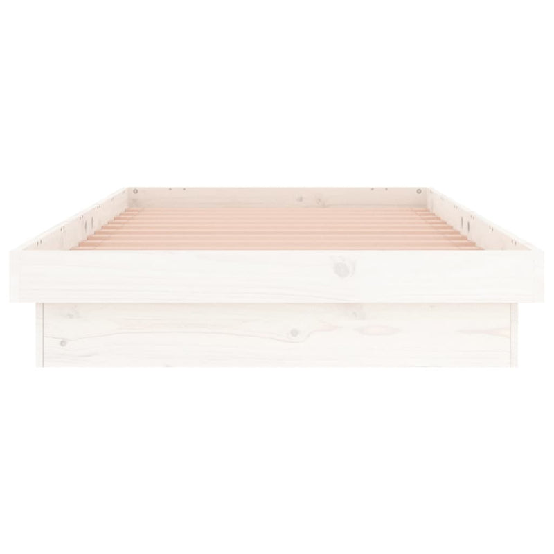 LED Bed Frame White 92x187 cm Single Solid Wood